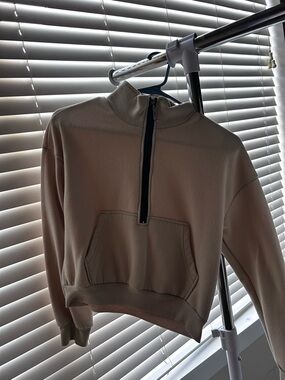 Beige Half-Zip Fleece Pullover